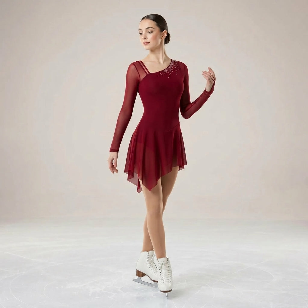 Malla De Patinaje Artistico Modelo June Cristales Cosidos